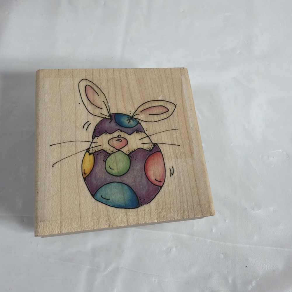 Whipper Snapper Designs Rubber Stamp Easter Bunny in Basket HTF‎ Holiday